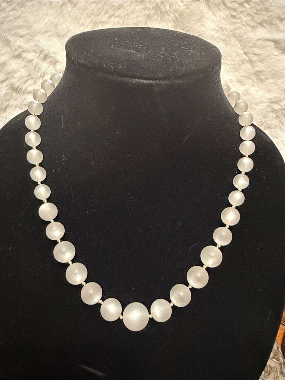 Vintage White Moonglow Necklace with Concealed Clasp